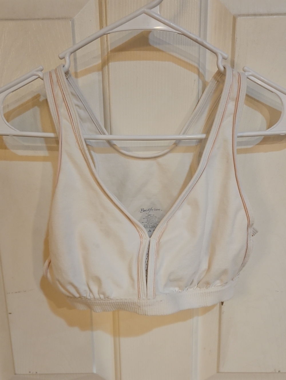 White Bra with Pink Trim - Comfort Wireless Support